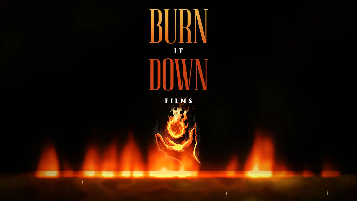 The logo built behind the flames, the hand just above the fire