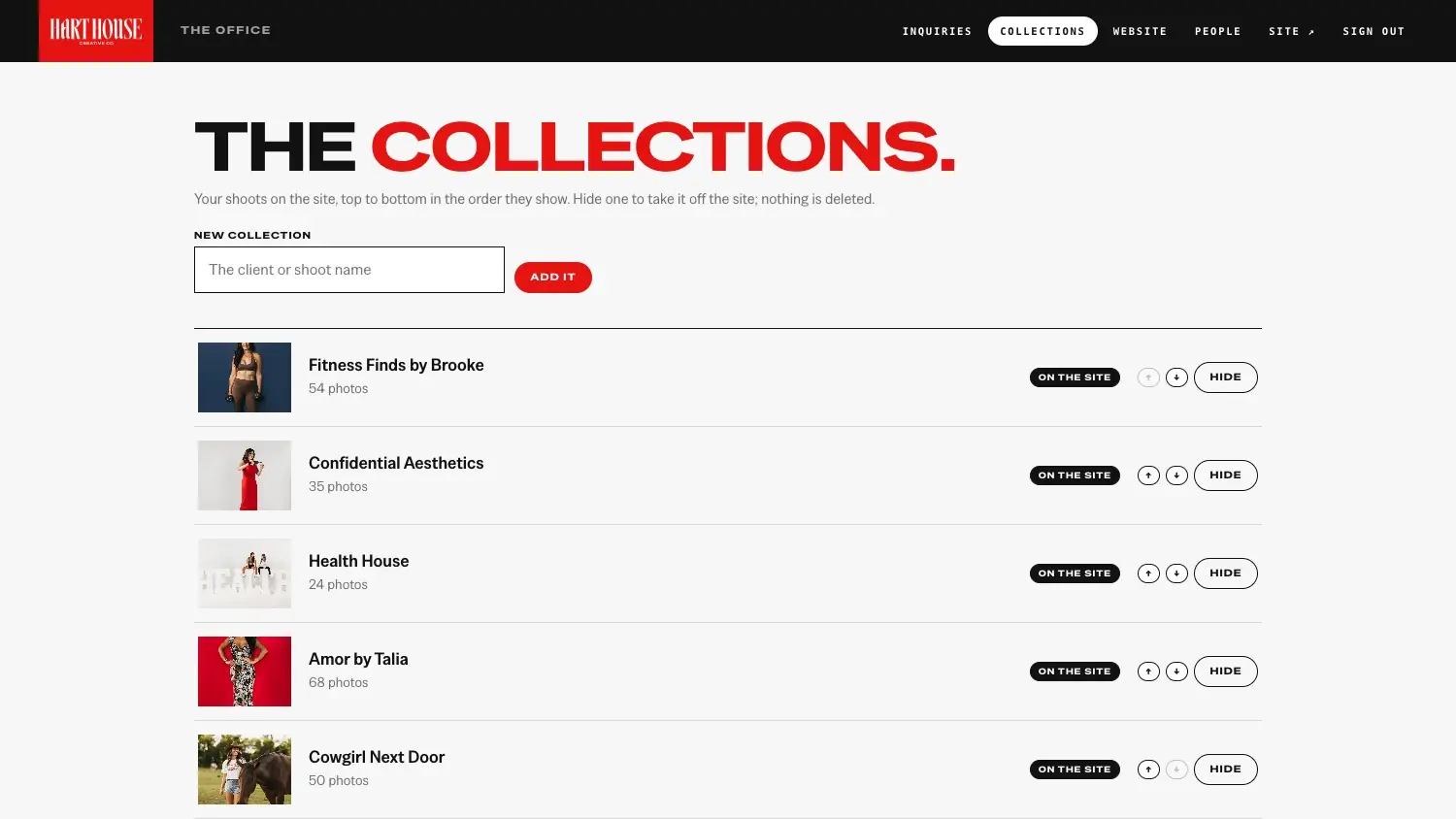 The office: the collections, in the order they show on the site