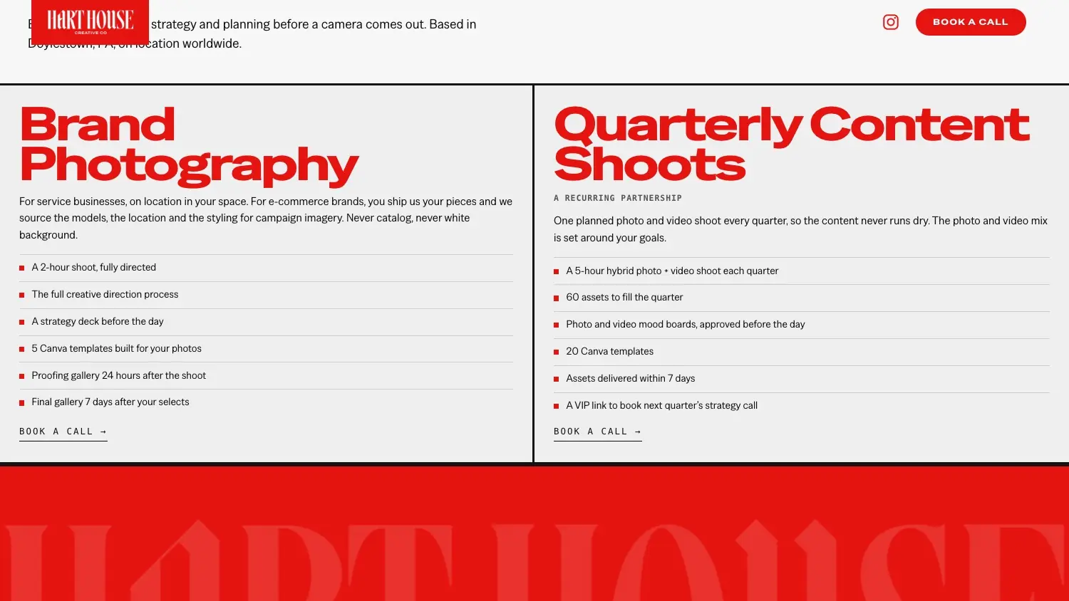 Brand Photography and Quarterly Content Shoots, side by side