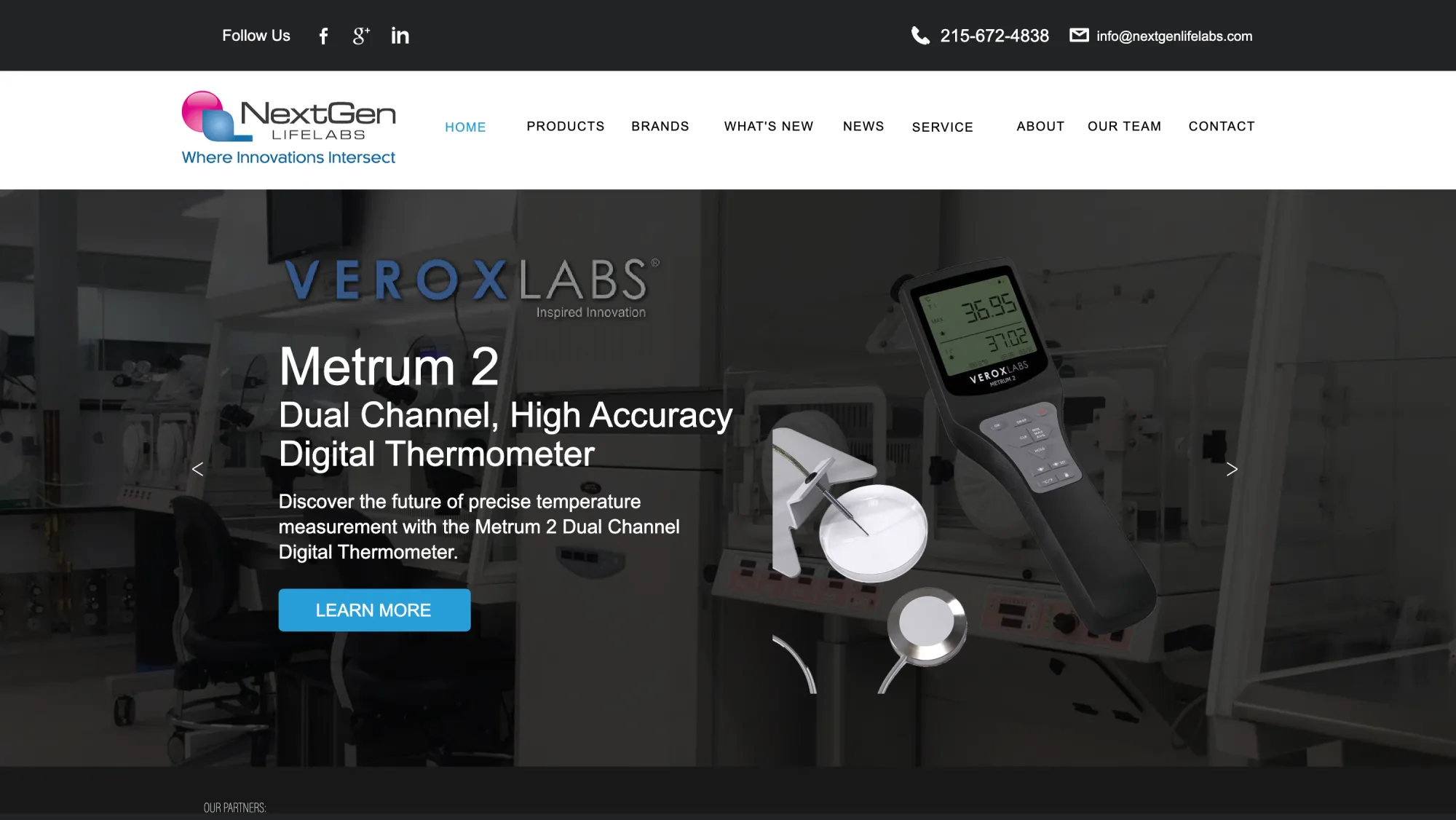 The old NextGen LifeLabs home page — a rotating product slider on an aging page-builder site