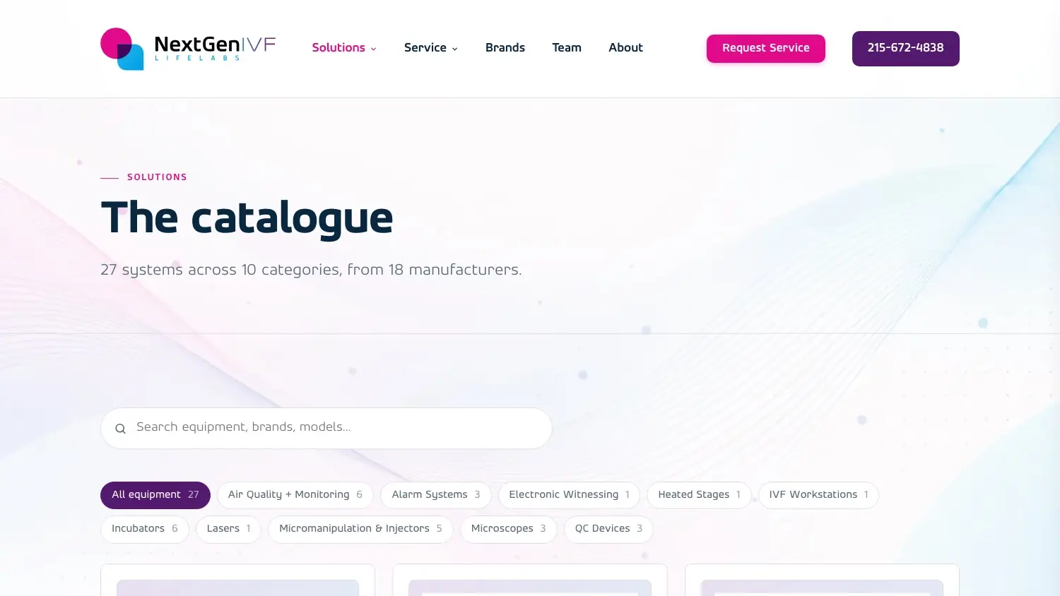 The catalogue — 27 systems across 10 categories, searchable