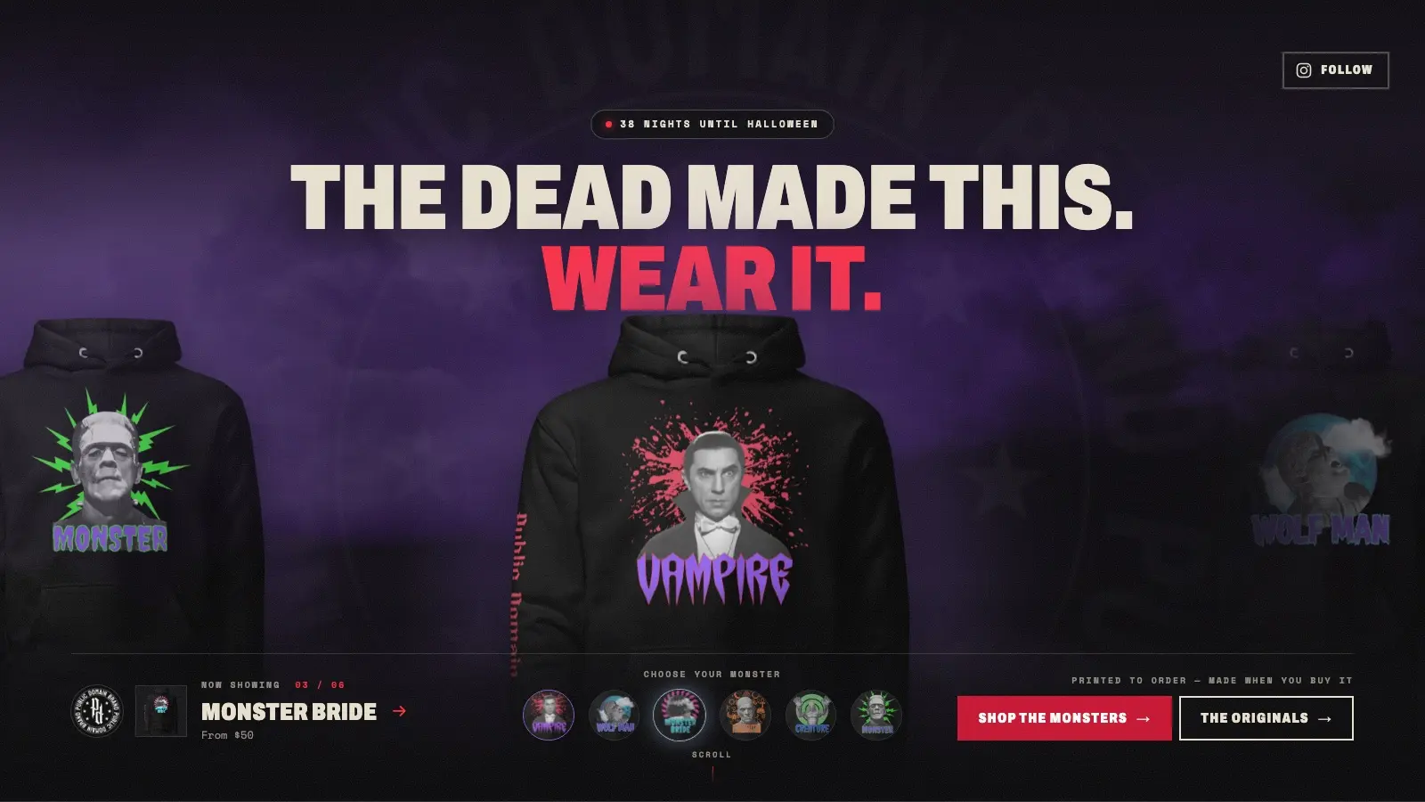 Public Domain Brand home page — The dead made this. Wear it.