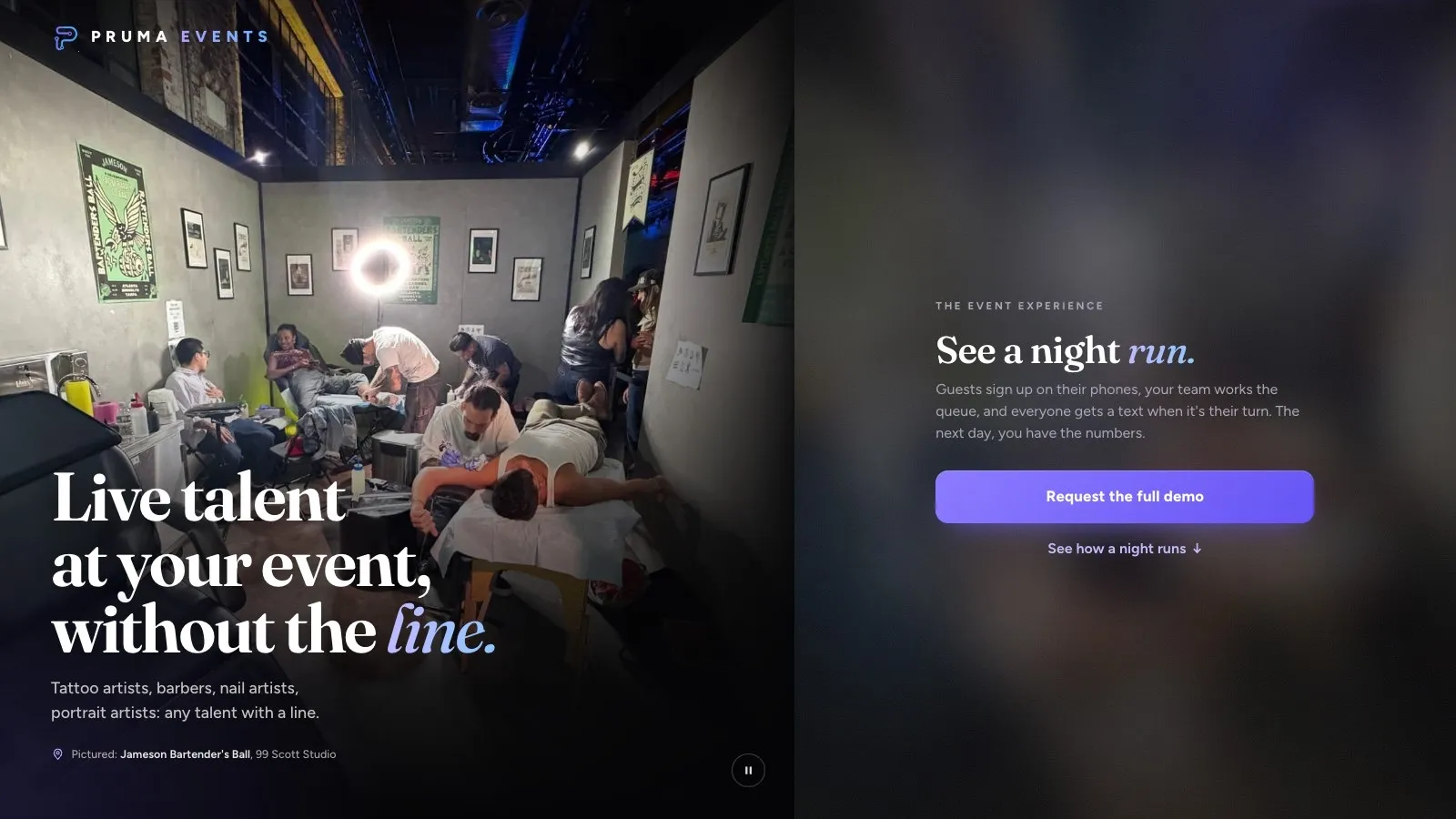 Live talent at your event, without the line: the Pruma Events opening