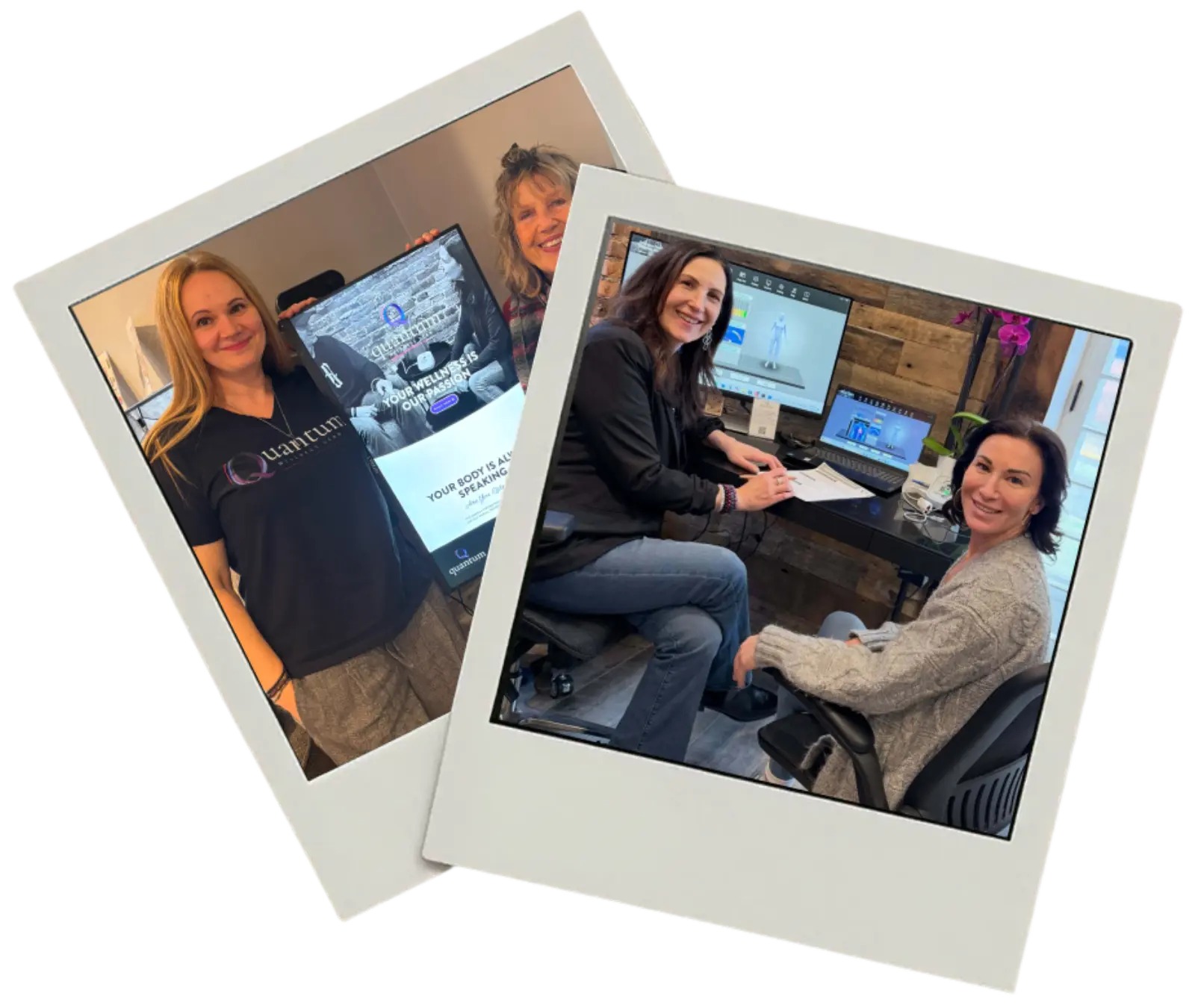 Quantum Wellness Scan community polaroid collage