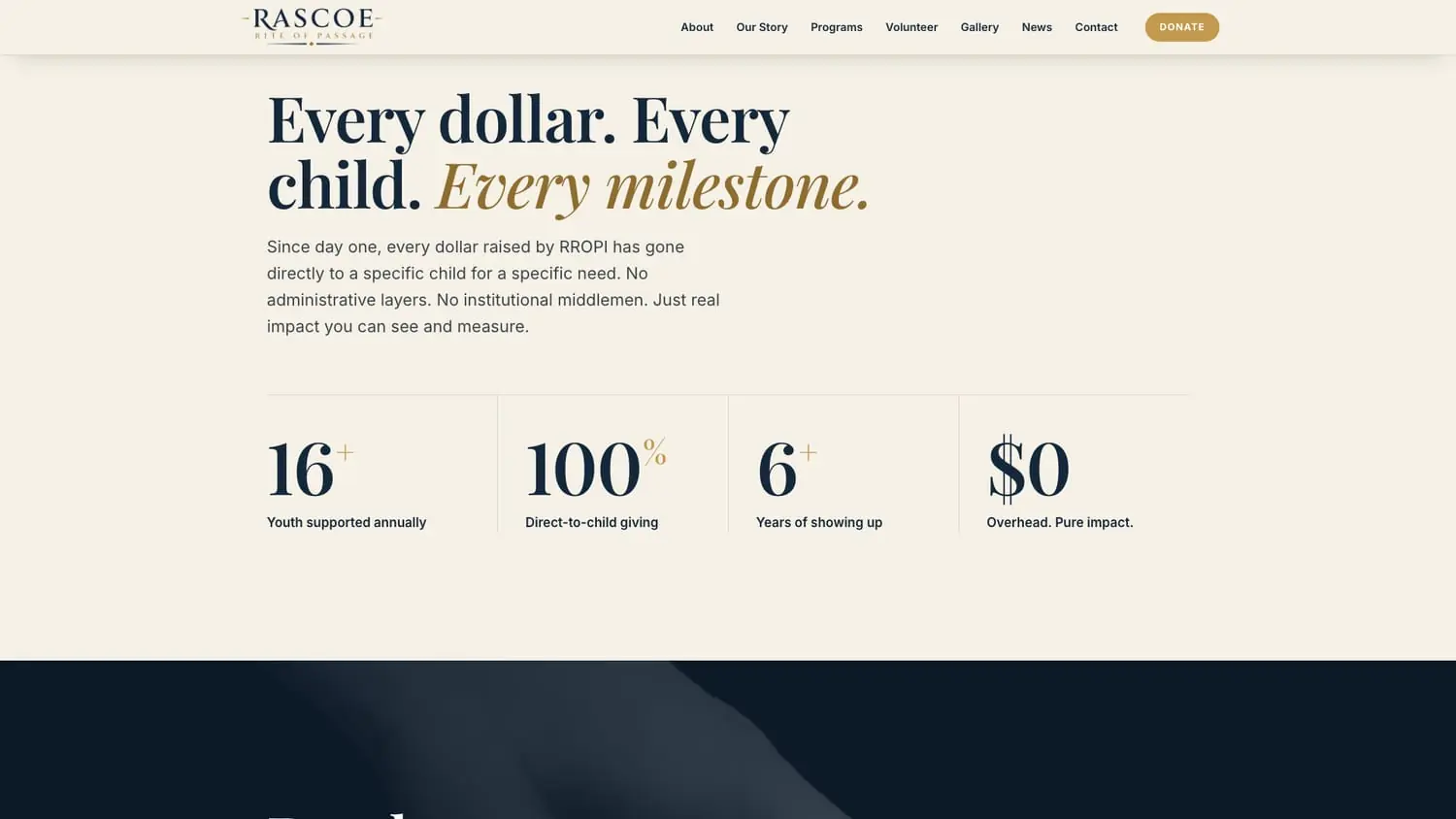 Every dollar. Every child. Every milestone.