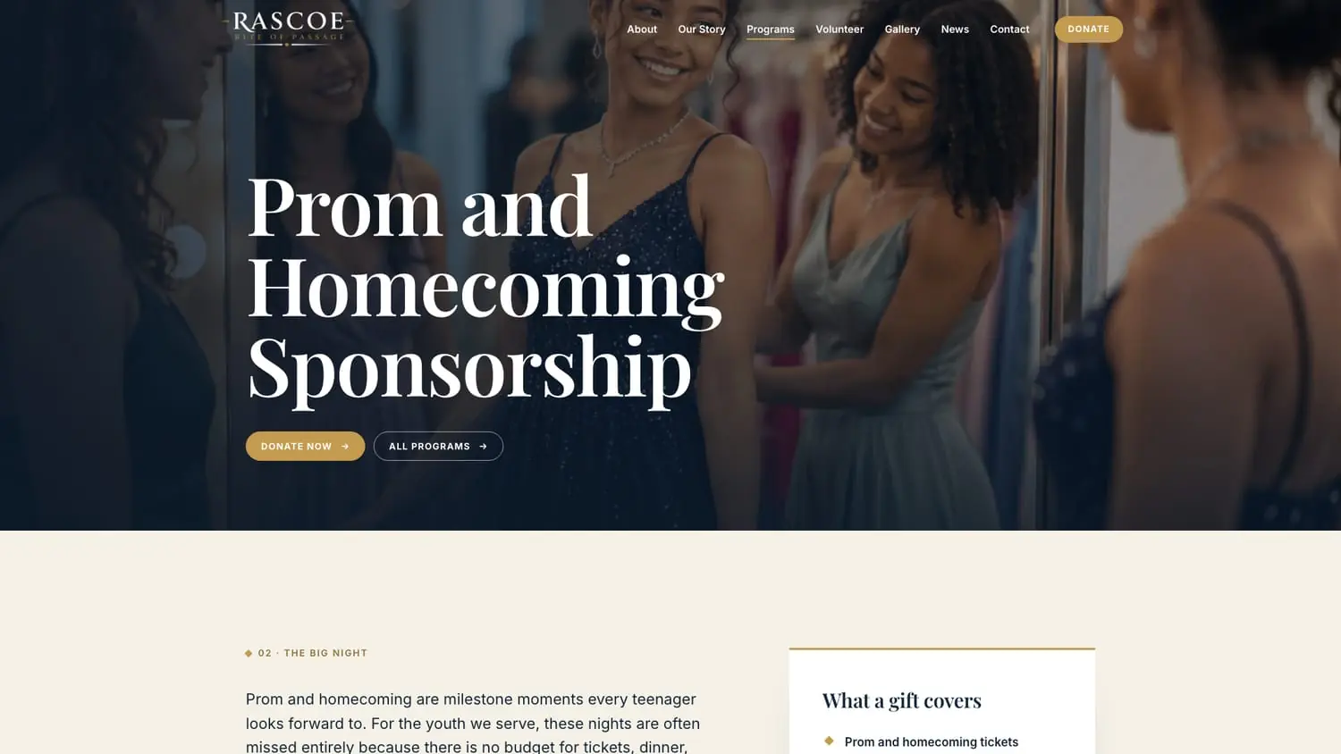 Prom and Homecoming Sponsorship, one of the program pages