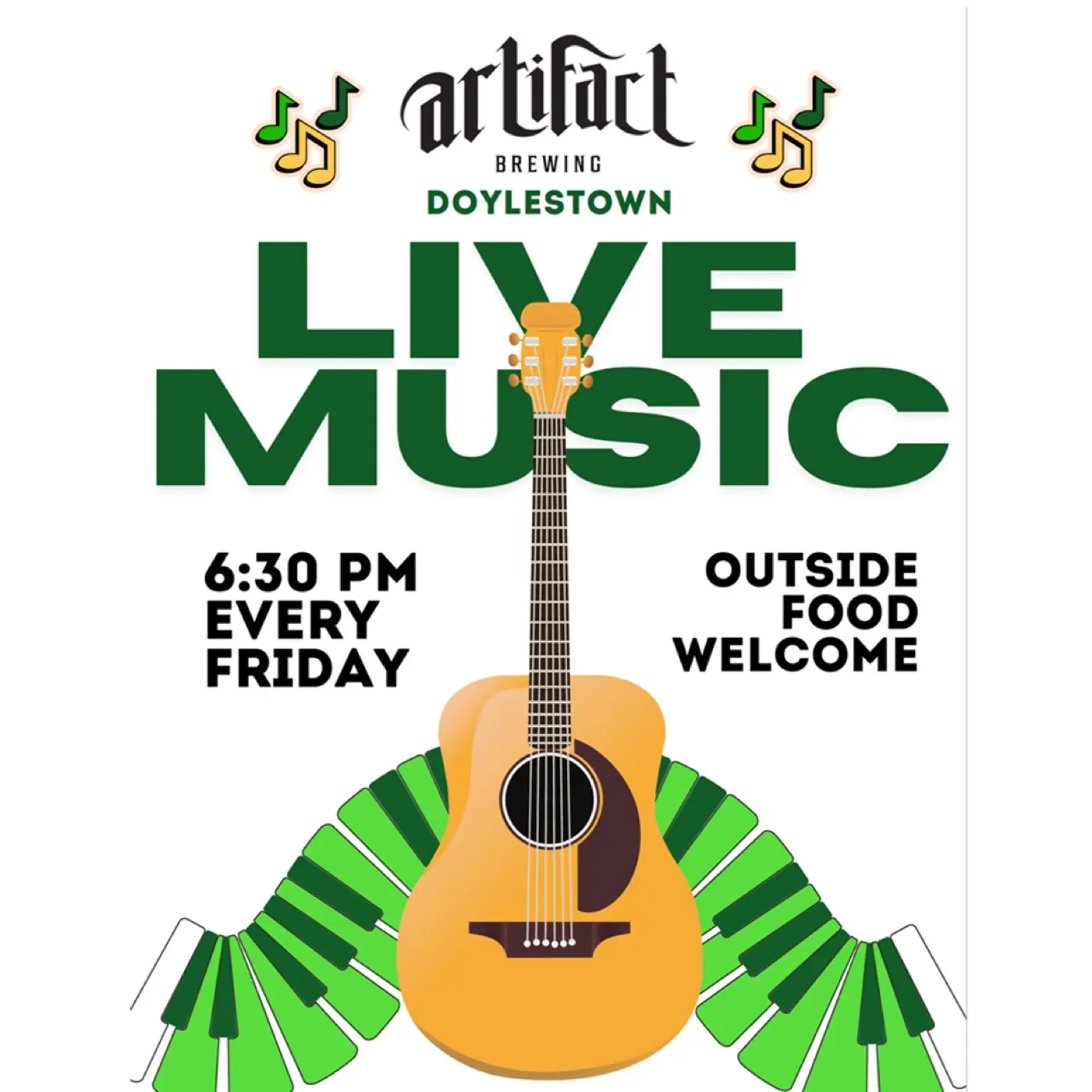 Artifact Brewing live music screen