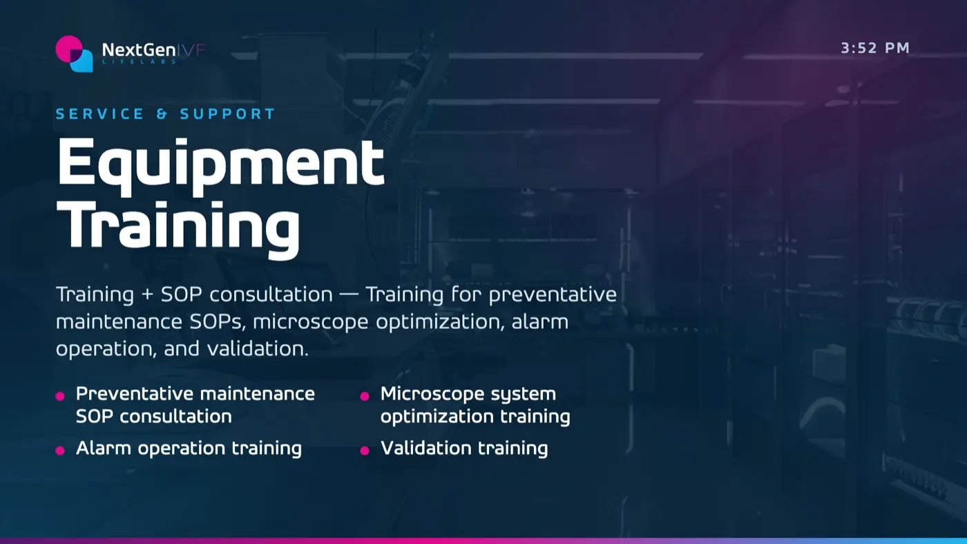 Equipment training booth screen